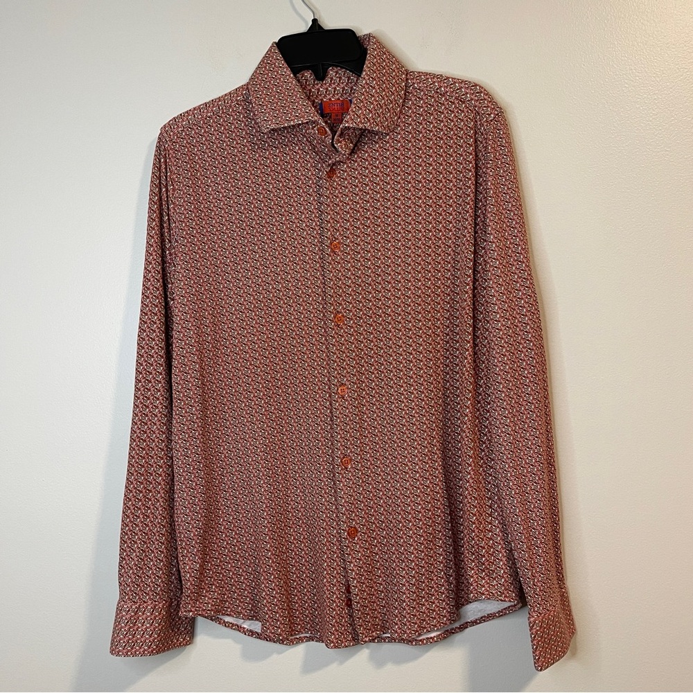 Znt18 Zanetti Cadiz Medallion Print Long Sleeve Trim Fit Shirt  16- 34/35